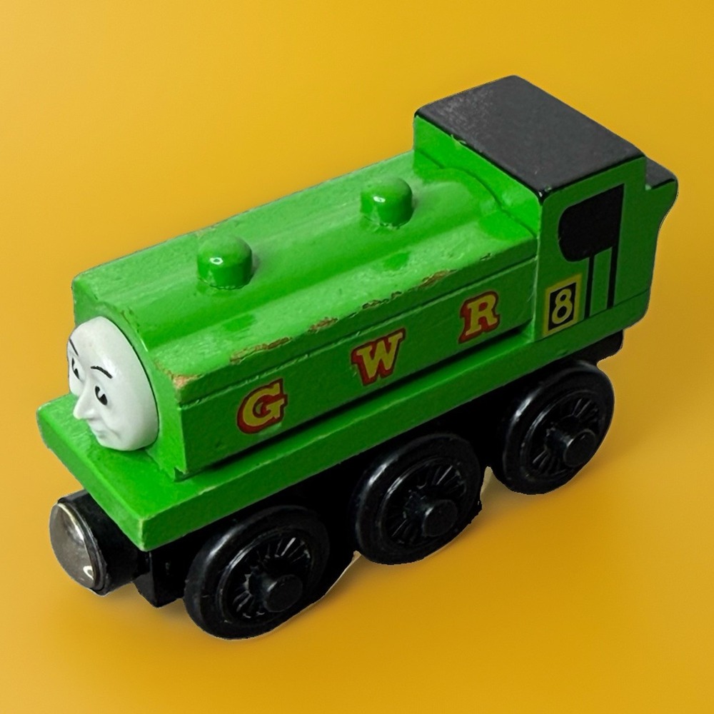 ⁠VTG Thomas Wooden Railway Engine DUCK Train Car 2003 Wood Learning Curve GUC
